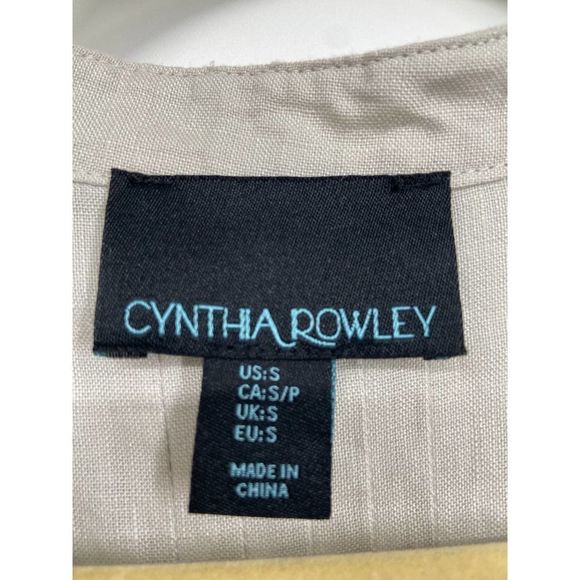 Cynthia Rowley Gray V Neck 3/4 Sleeve Linen High Low Top  Small - Picture 3 of 7